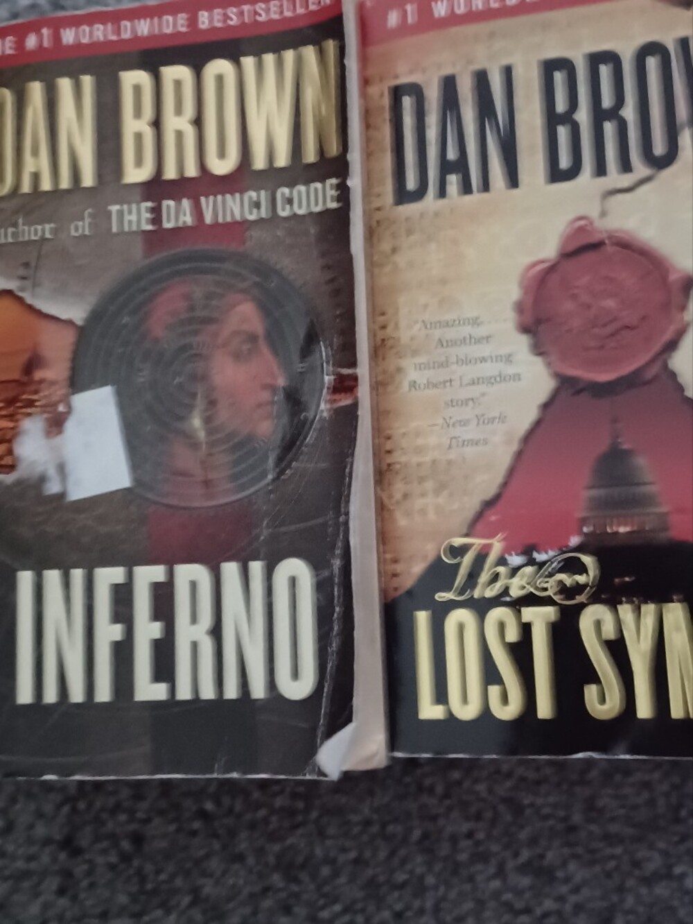 Lot of 2 Dan Brown Thriller Books: Inferno and The Lost Symbol